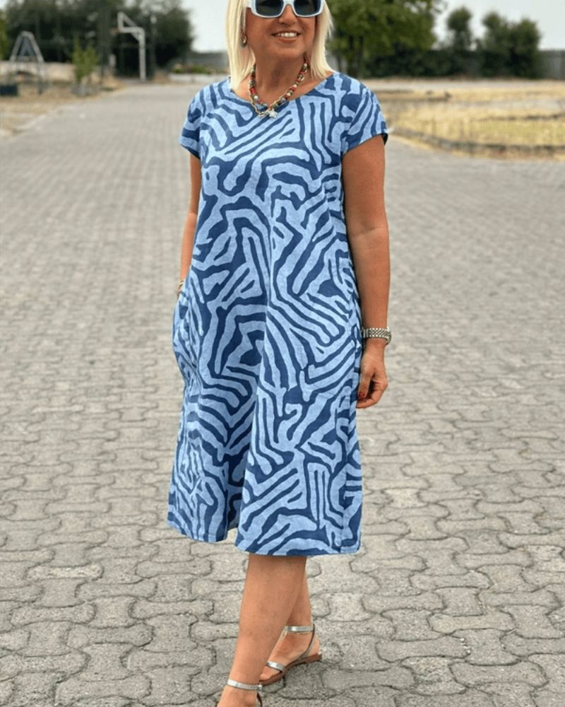 Nelia™ - Dress with Round Neck and Beautiful Print