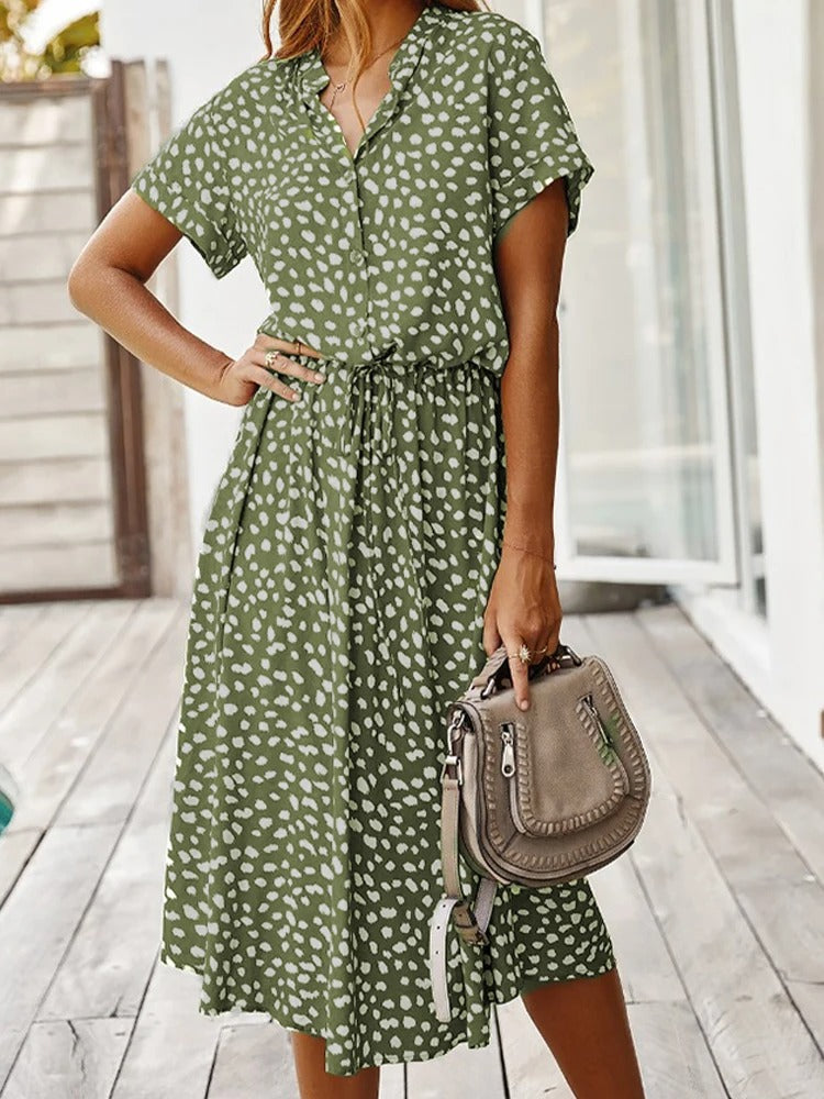 Louise | Button-Front Midi Dress – Soft, Relaxed & Effortless