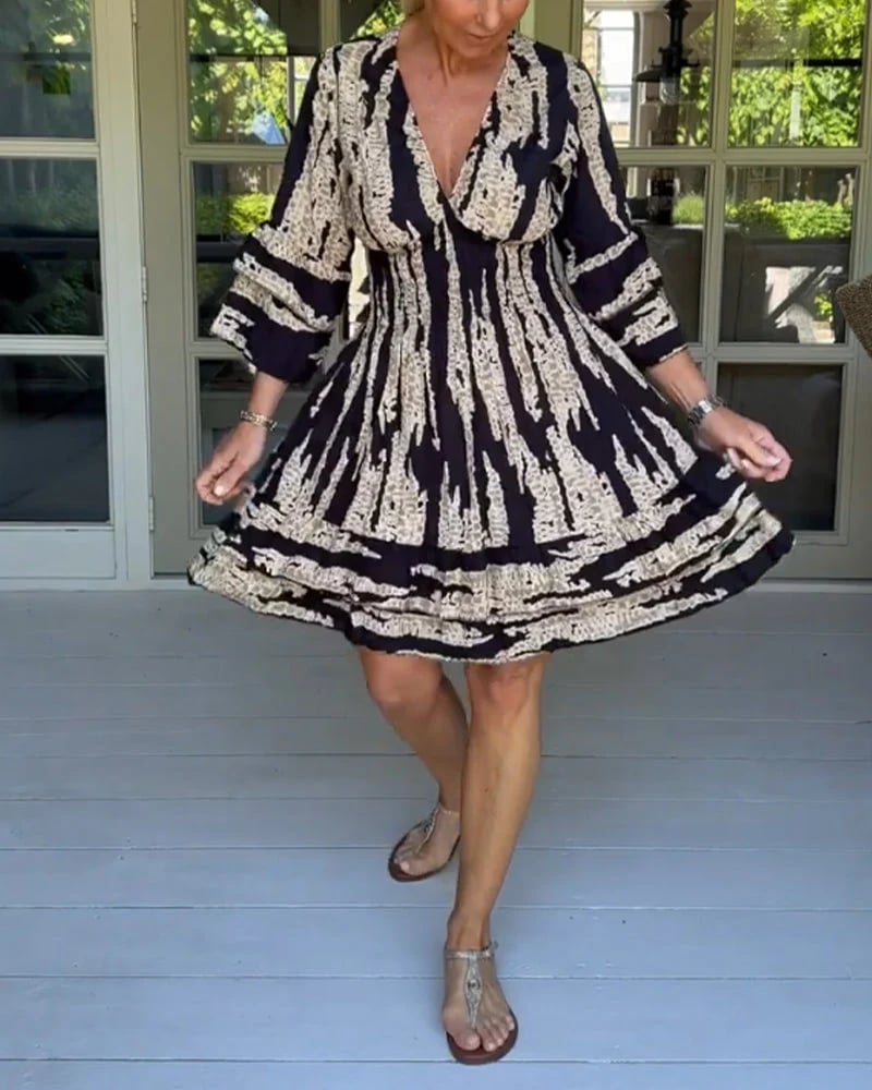 Helen | Textured Print Midi Dress – Flattering & Effortlessly Chic