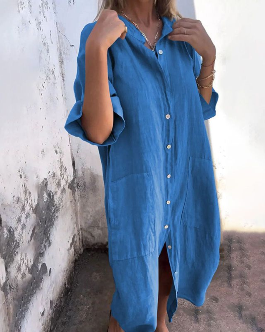 Bellingham | Long Cotton and LINEN Shirt Dress