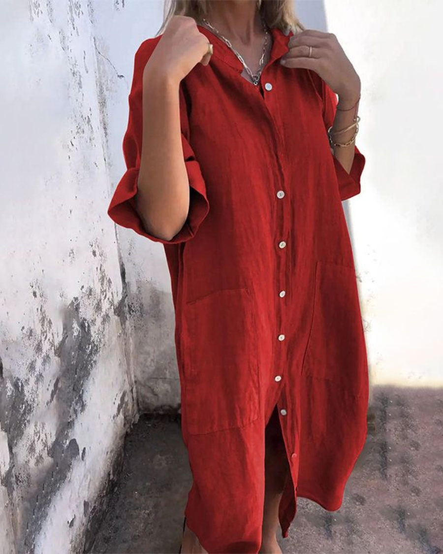Bellingham | Long Cotton and LINEN Shirt Dress