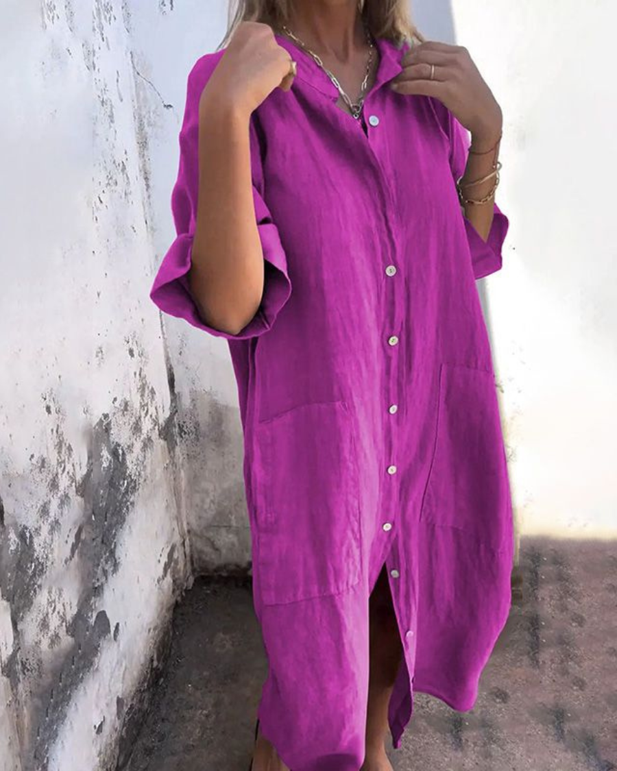 Bellingham | Long Cotton and LINEN Shirt Dress
