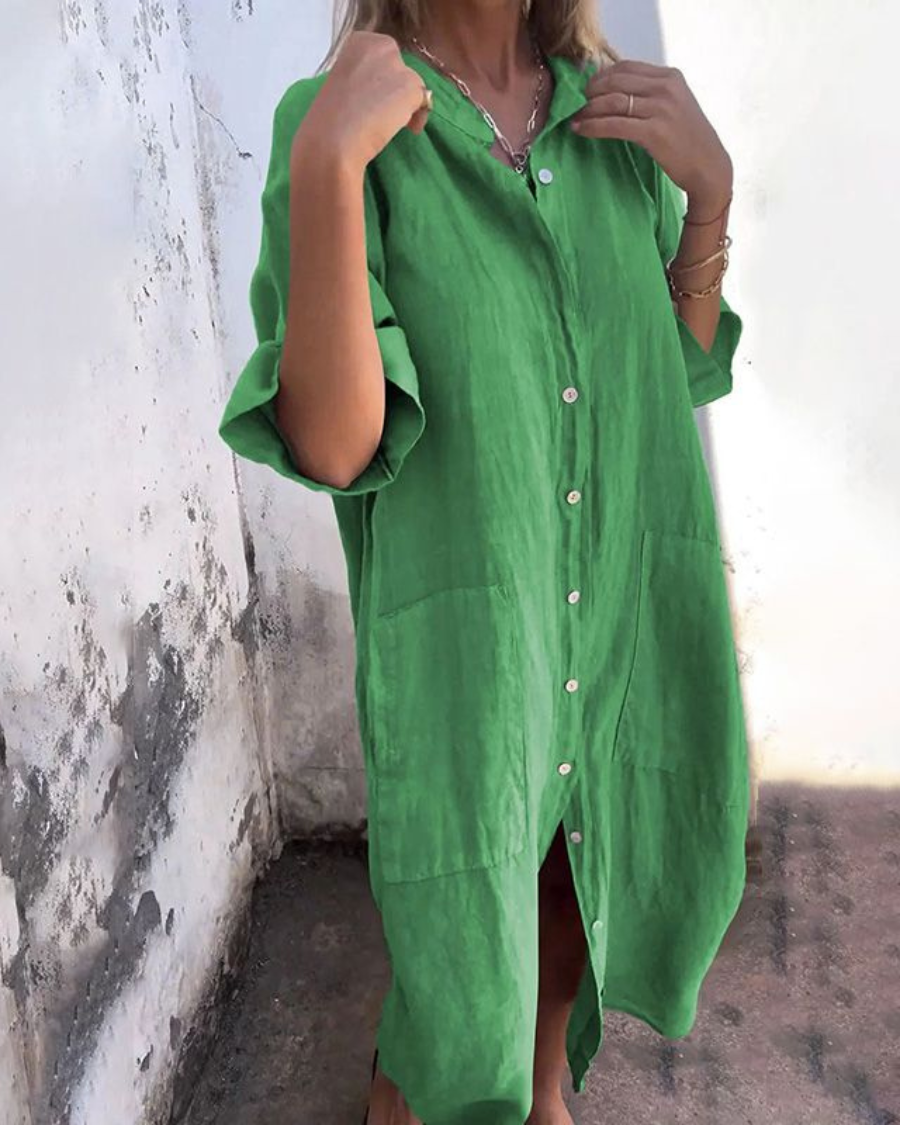 Bellingham | Long Cotton and LINEN Shirt Dress