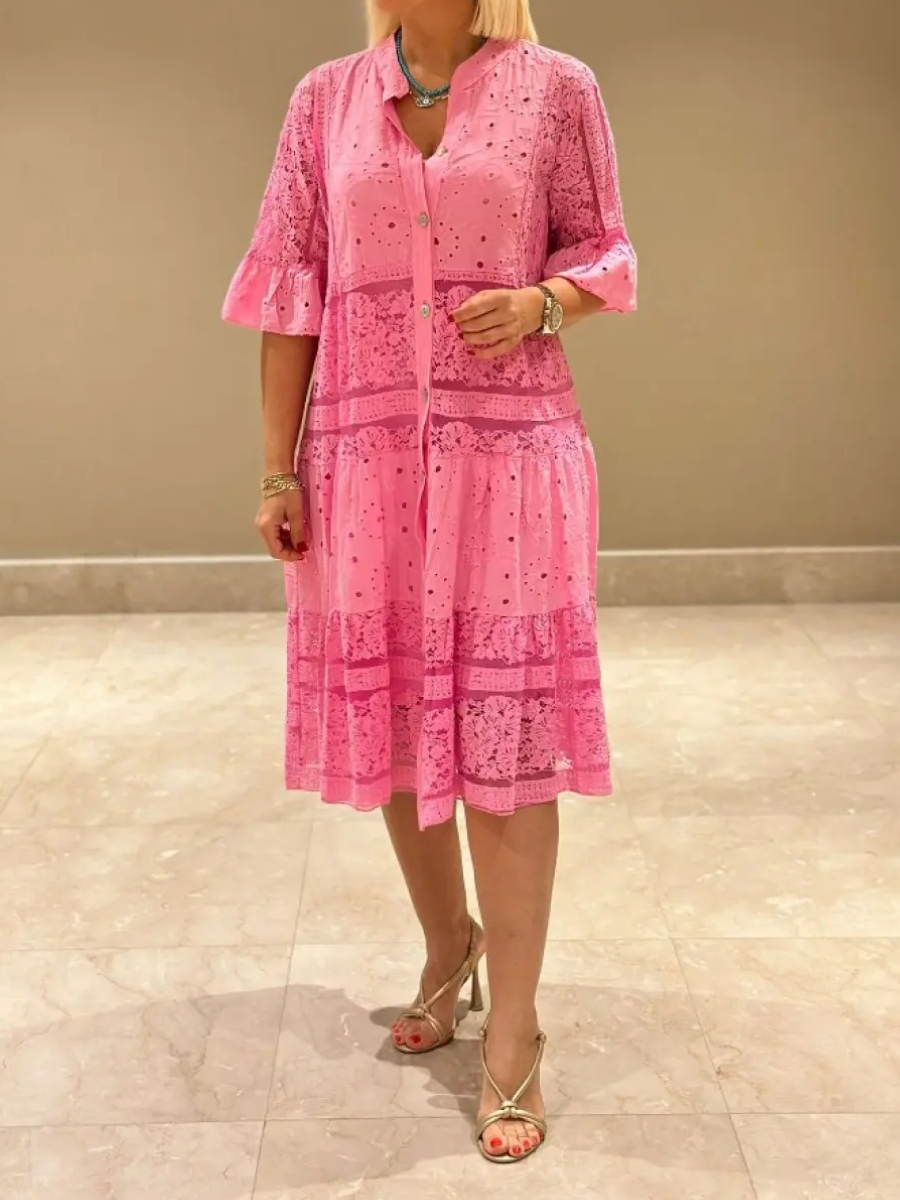 Celina | Dress with Embroidery and Button Closure