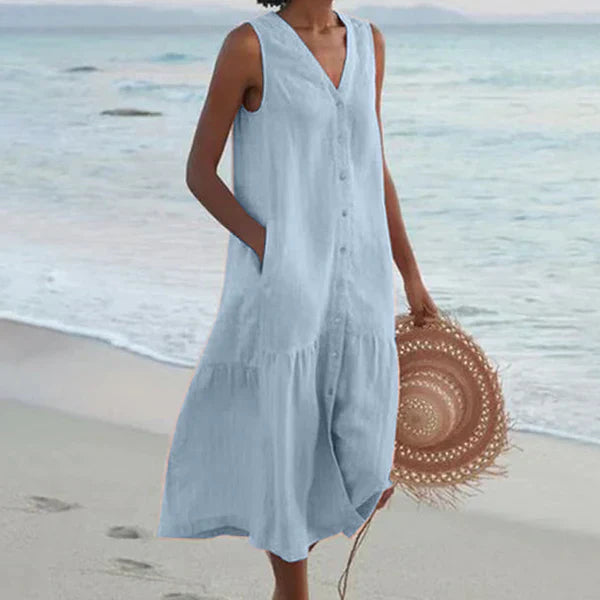 Luna | V-Neck Sleeveless Shirt Dress