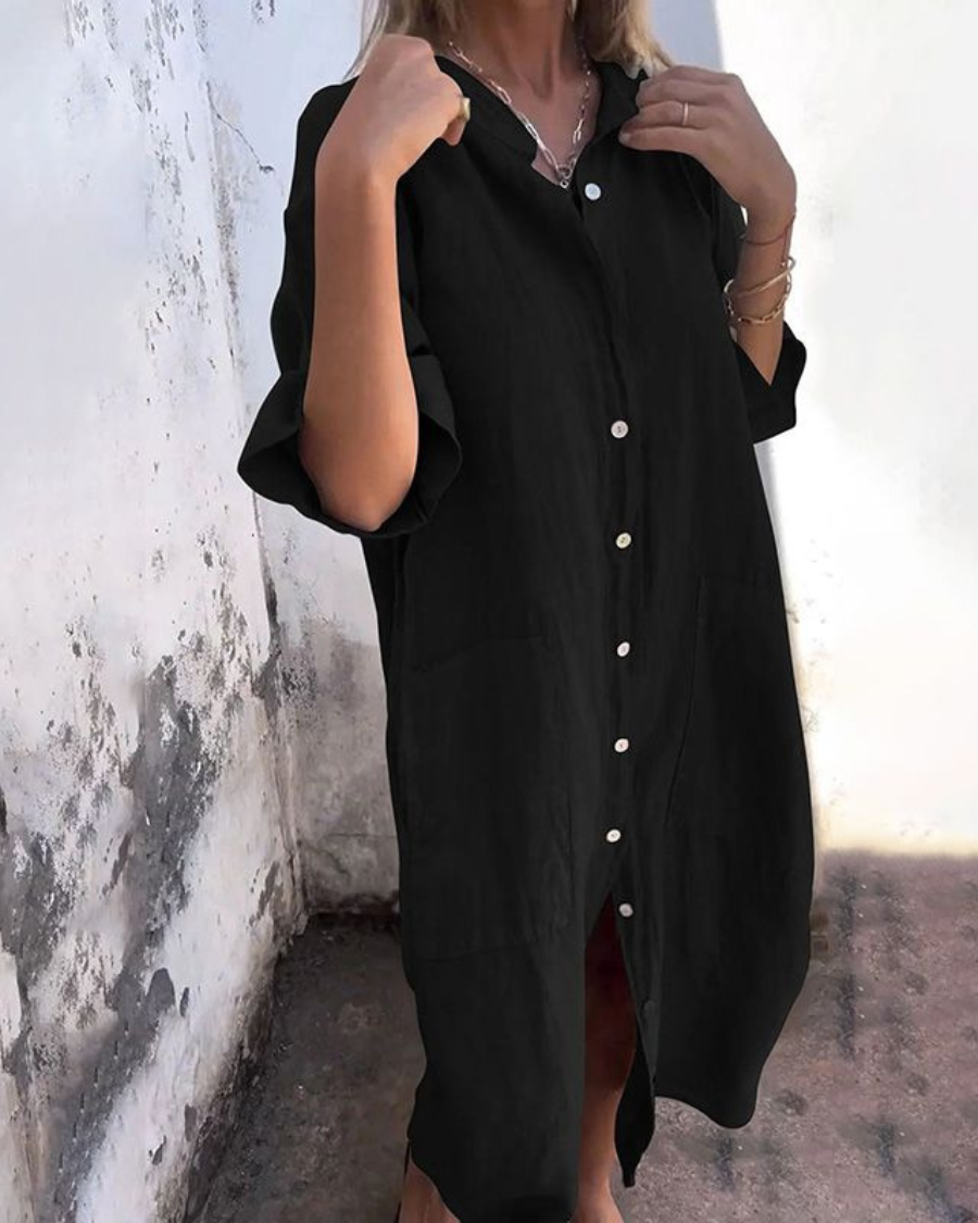 Bellingham | Long Cotton and LINEN Shirt Dress