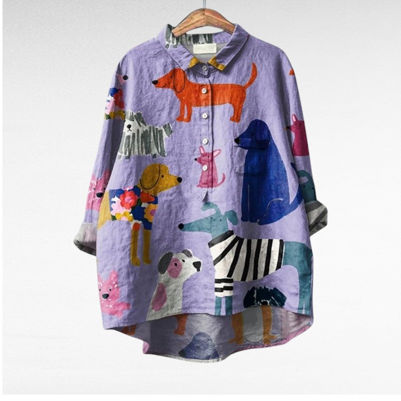 Amor® | Exclusive Women's Blouse with Dog Print