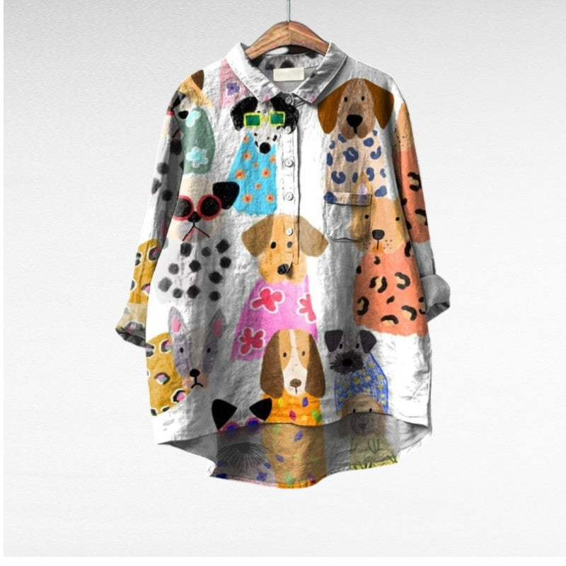 Amor® | Exclusive Women's Blouse with Dog Print