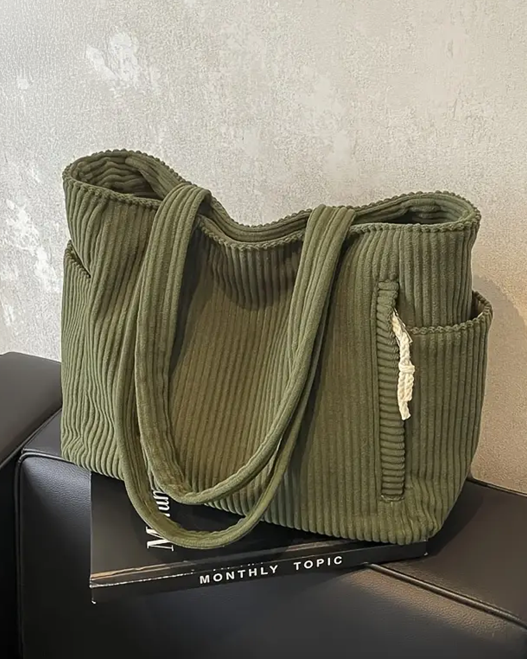 Maria | Ribbed Tote Bag with Cord Detail