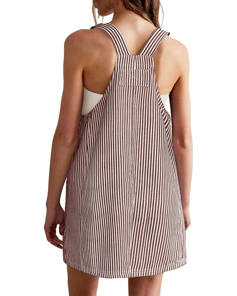 Claire | Adjustable Strap Striped Overall Dress