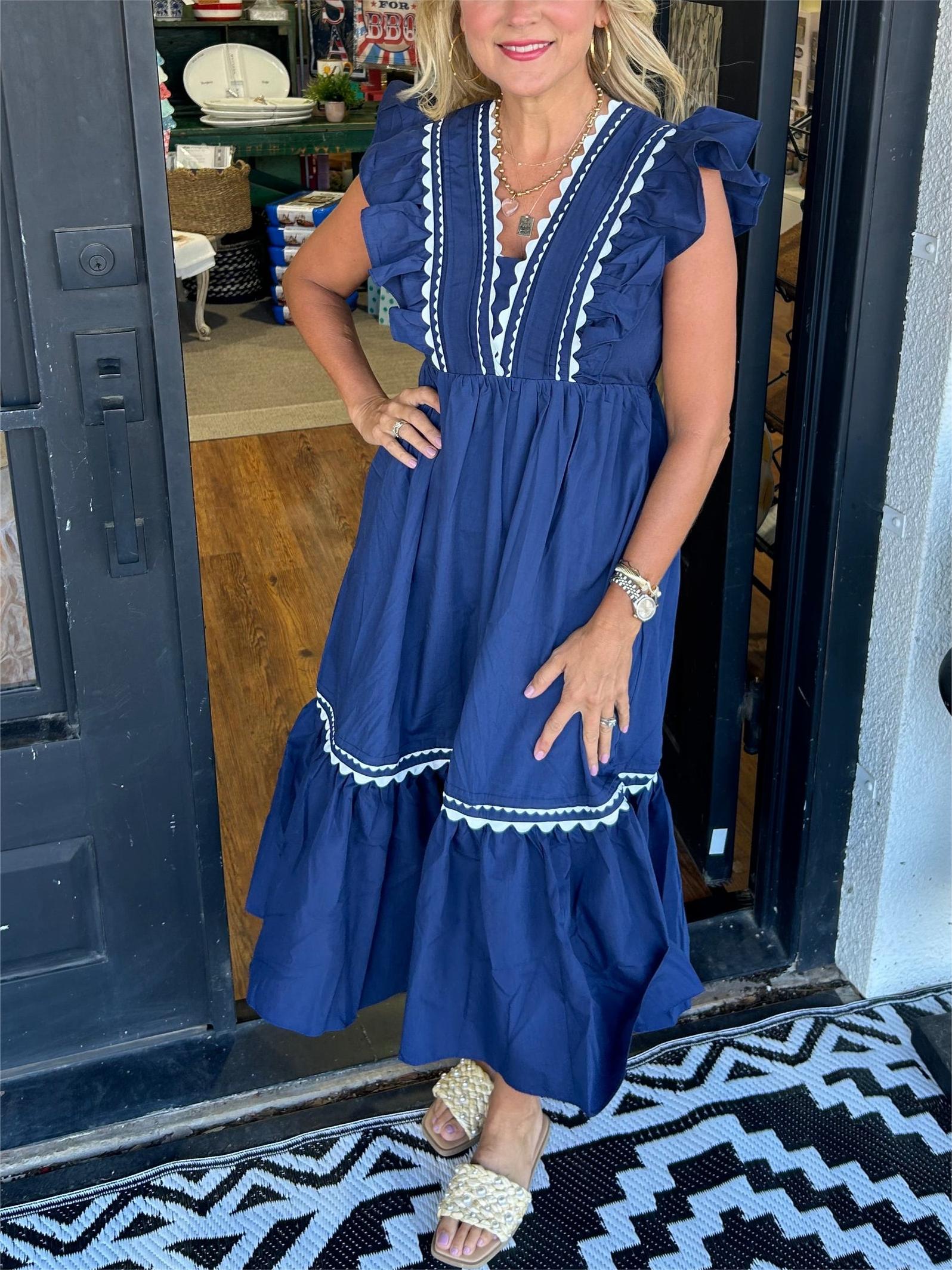 Lynette | V-Neck Ruffle Sleeve Maxi Dress