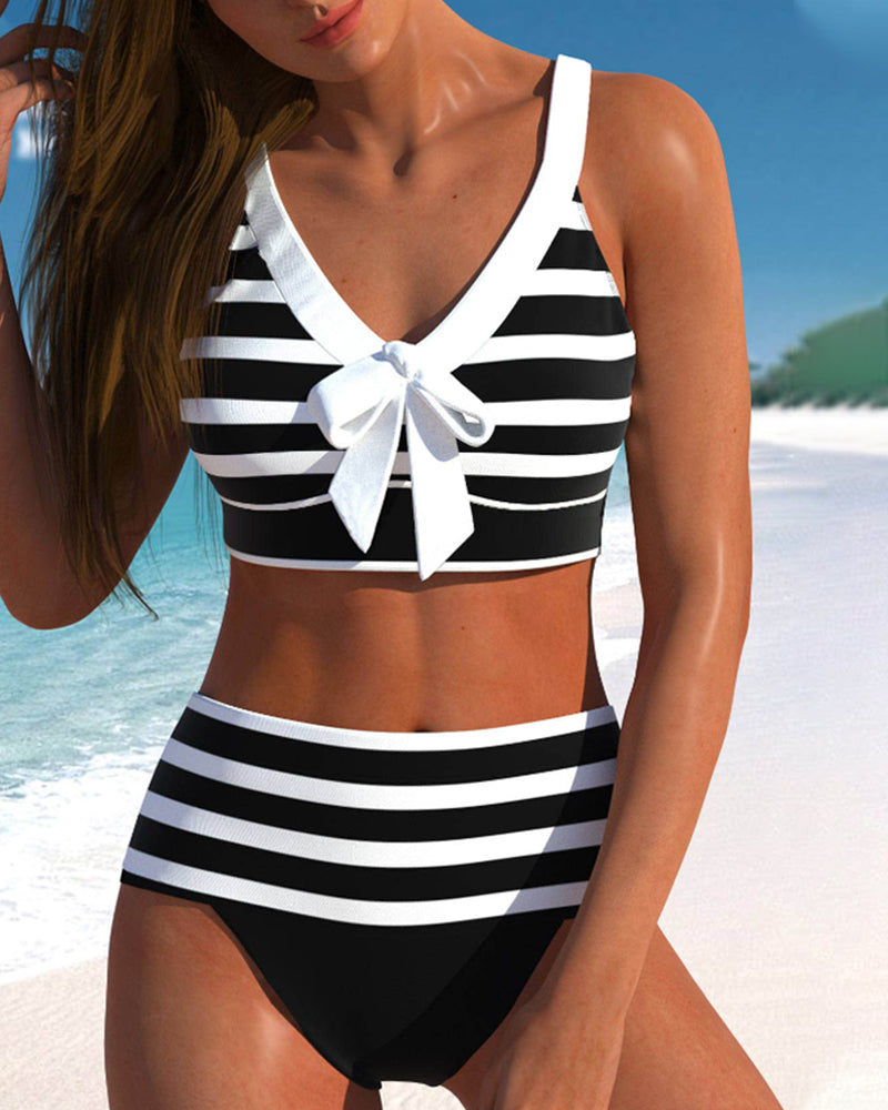Regina | Striped High-Waisted Bikini