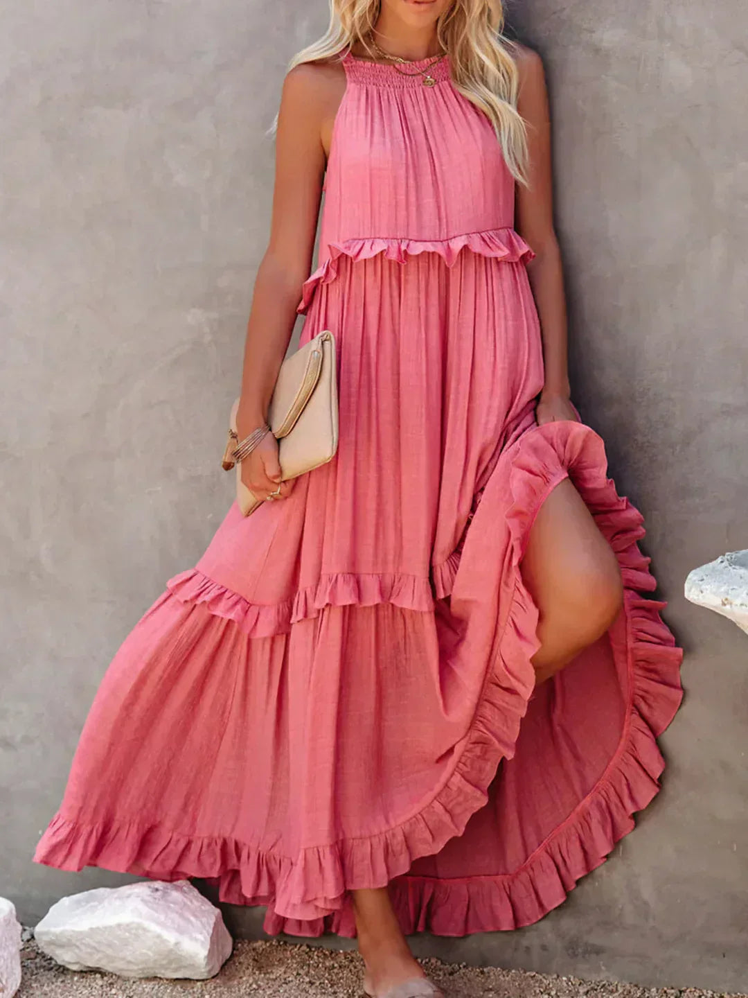 Janet | Chic Ruffle Trim Sleeveless Dress