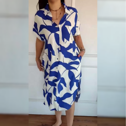 Debra | Elegant dress with abstract leaf pattern