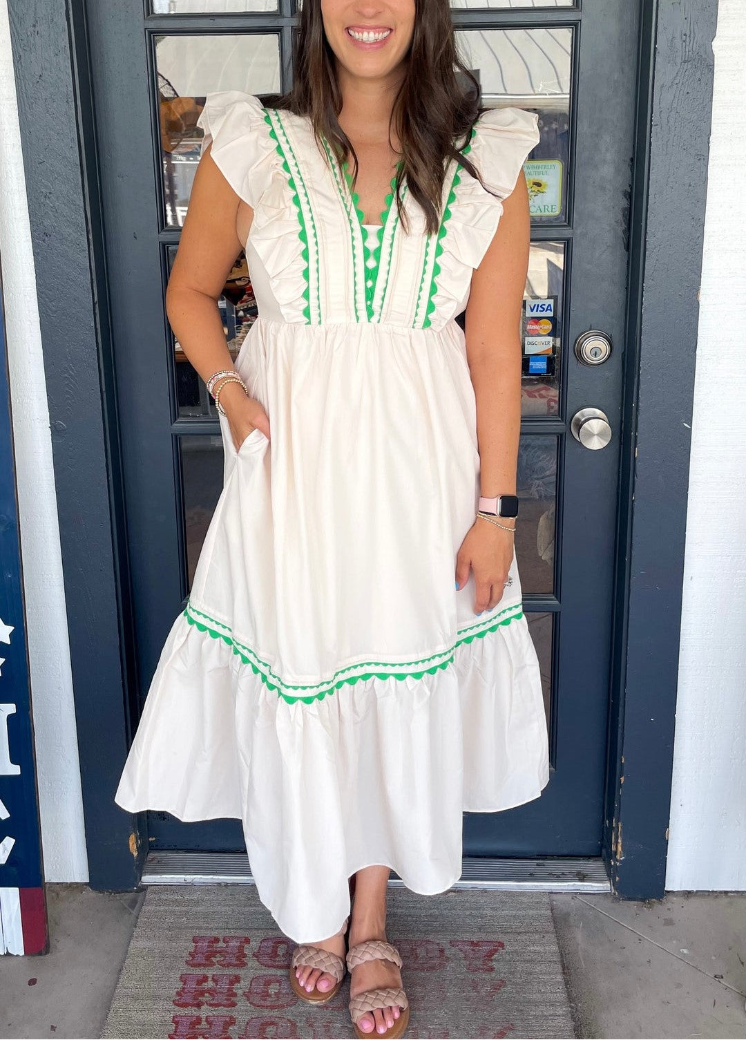 Lynette | V-Neck Ruffle Sleeve Maxi Dress