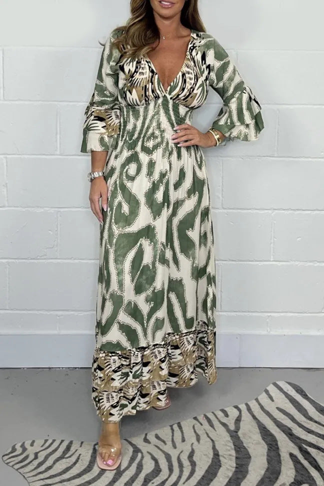 Vanessa | Safari Print Maxi Dress – Relaxed, Flowy & Elegant
