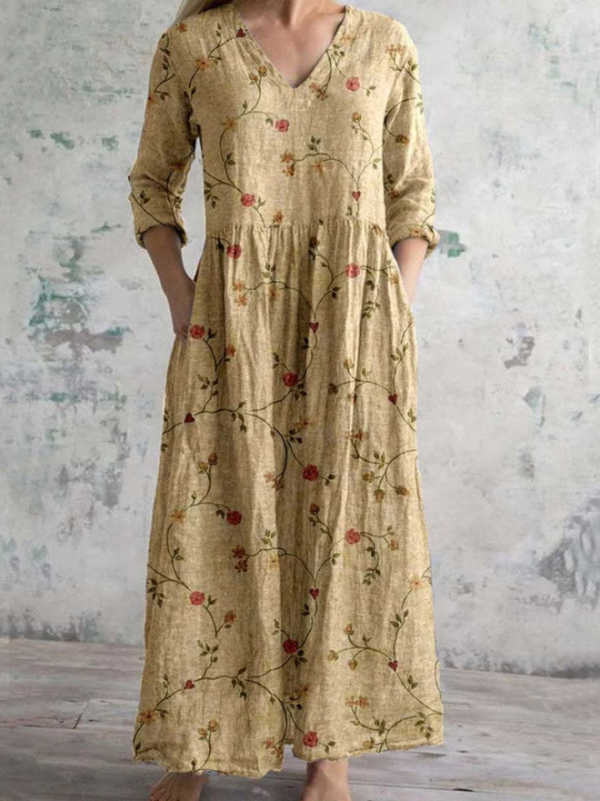 Judith | Long dress with vintage floral print