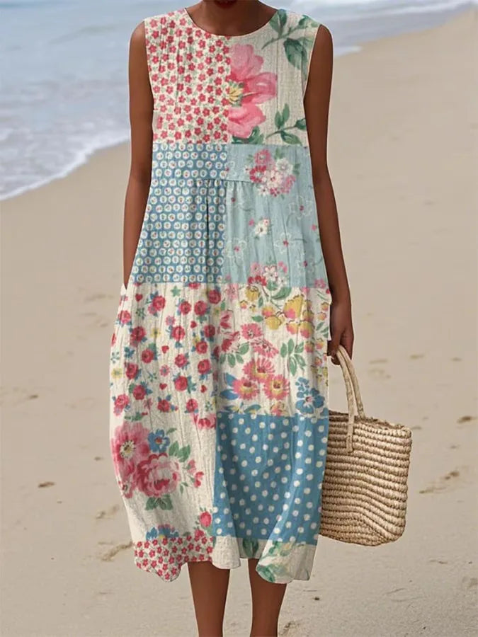 Adelina | Floral Patchwork Long Summer Dress