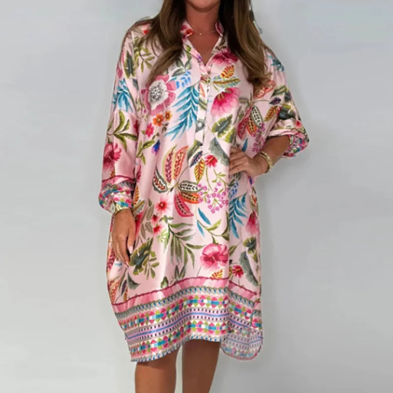 Jane | Vibrant Floral Shirt Dress – Light, Flowy & Effortless
