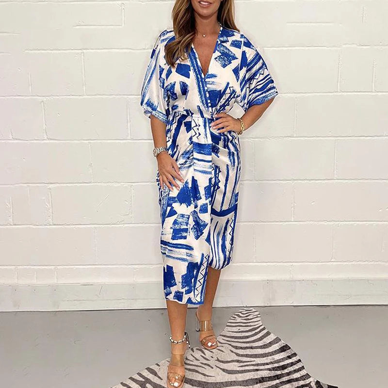 Katie | Abstract Print Midi Dress – Relaxed, Flattering & Modern