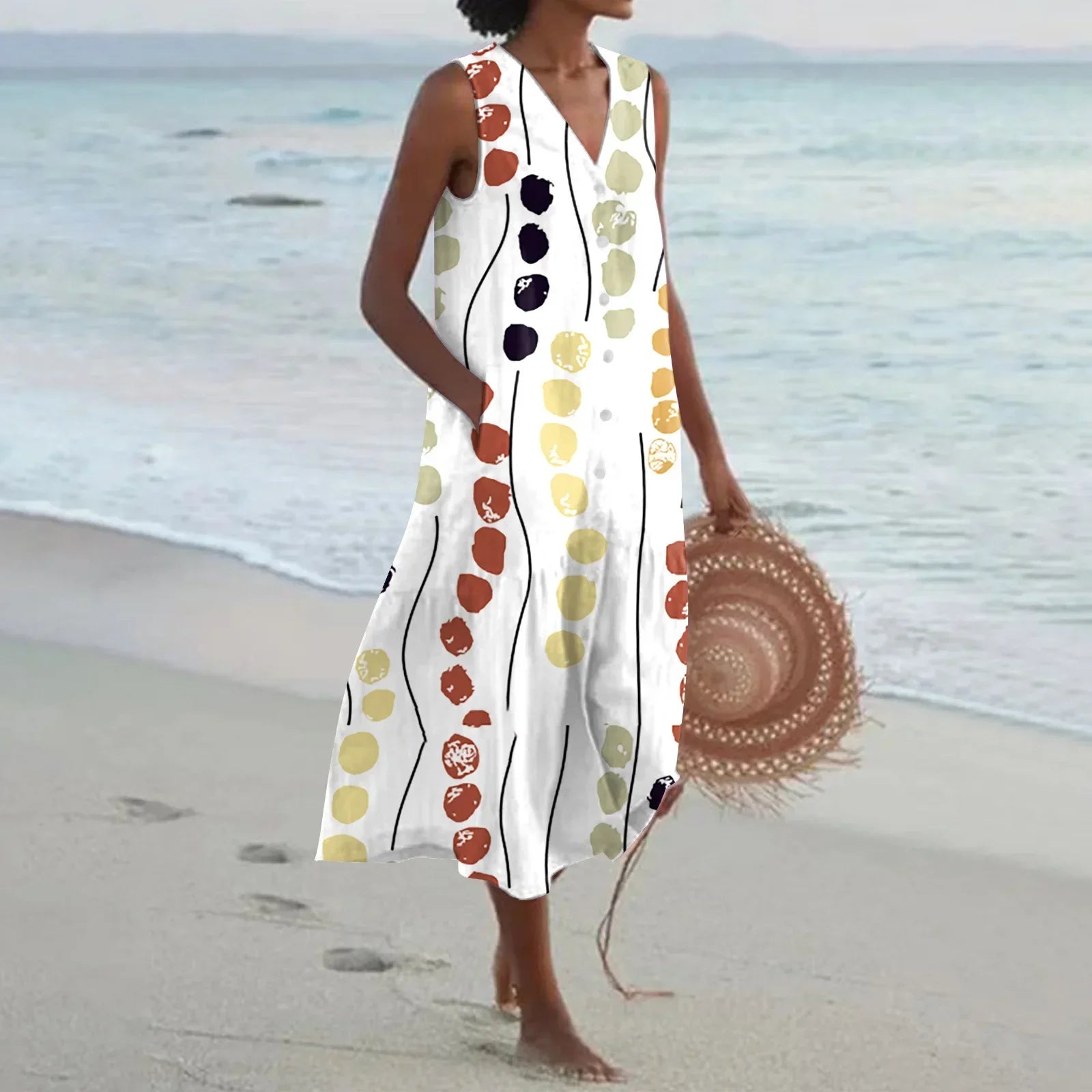 Giulia | Floral Print Flared Long  Dress