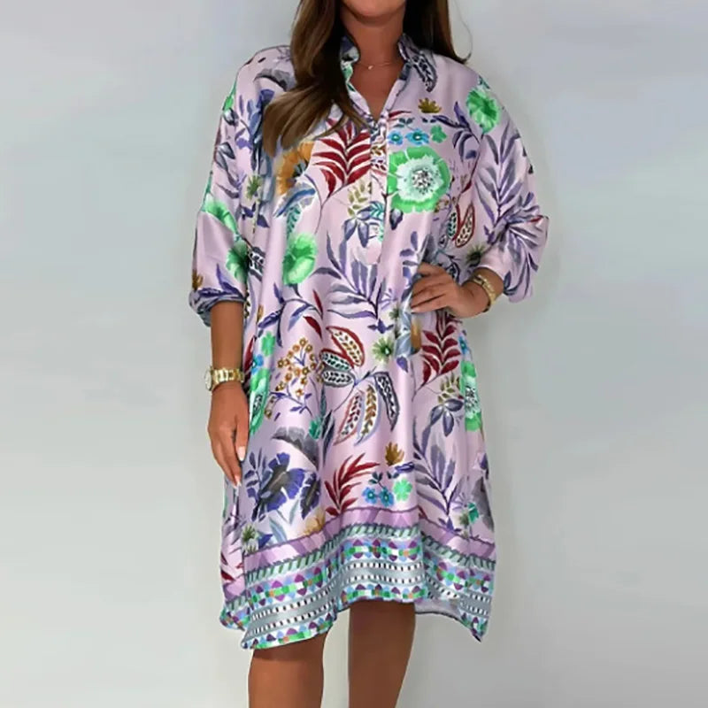 Jane | Vibrant Floral Shirt Dress – Light, Flowy & Effortless