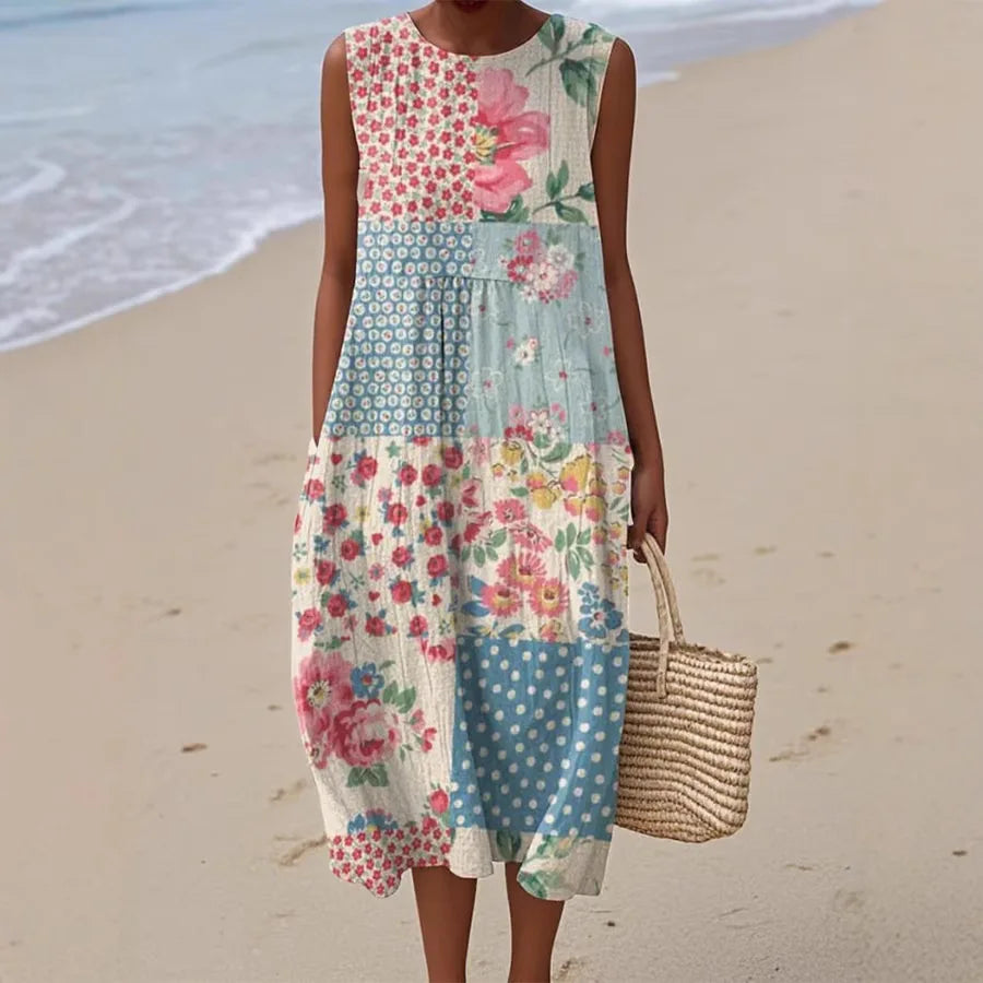 Adelina | Floral Patchwork Long Summer Dress