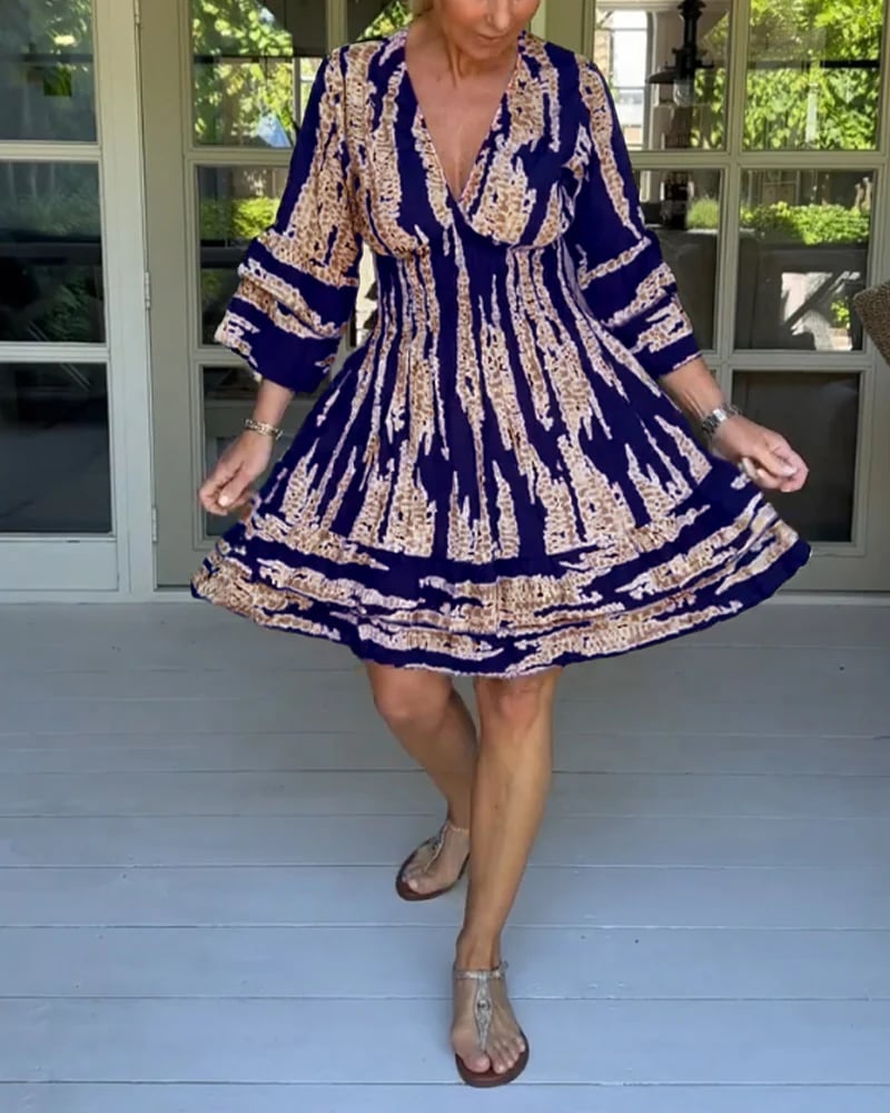 Helen | Textured Print Midi Dress – Flattering & Effortlessly Chic