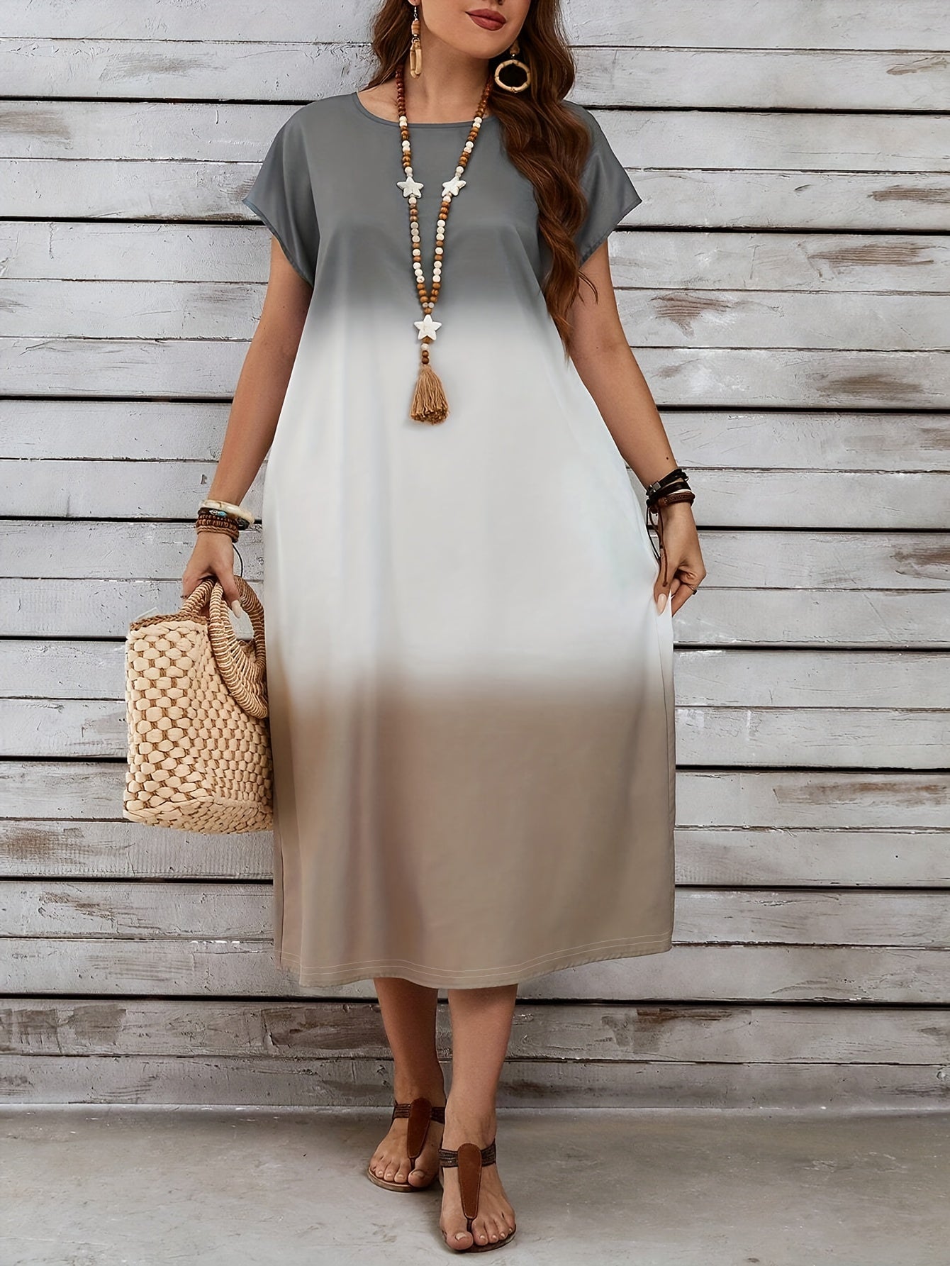 Randa | Elegant Big Sized  Ombre Maxi Dress – Lightweight, Flowy & Comfortable