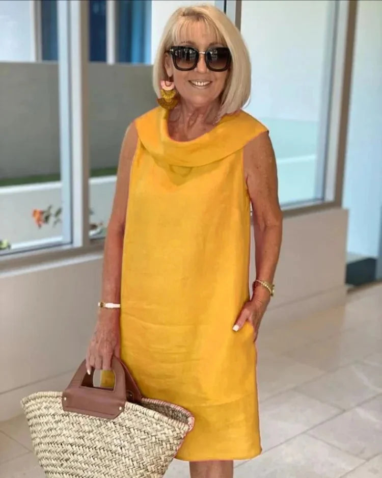 Sarah  | Sleeveless Midi Dress With Round  Neckline