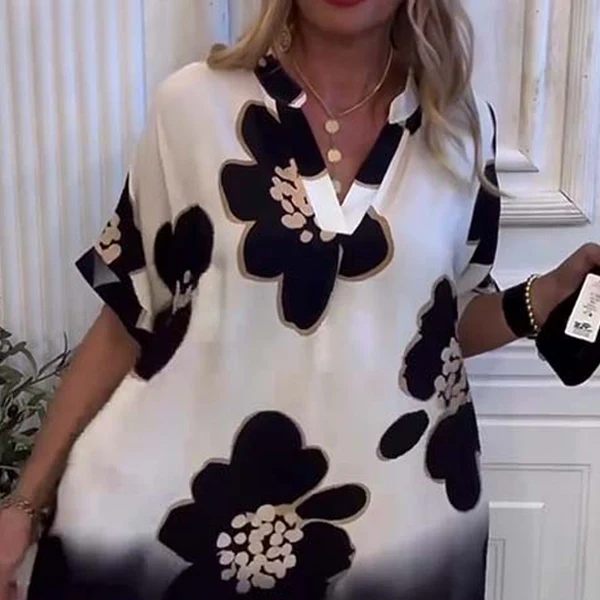 Lizzy | | Bold Floral Midi Dress – Modern, Elegant & Flattering