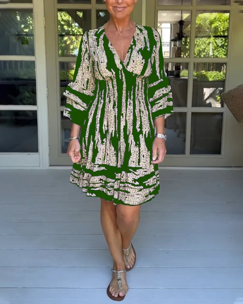 Helen | Textured Print Midi Dress – Flattering & Effortlessly Chic