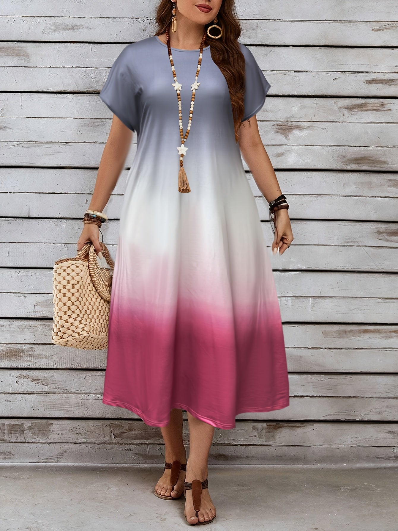 Randa | Elegant Big Sized  Ombre Maxi Dress – Lightweight, Flowy & Comfortable
