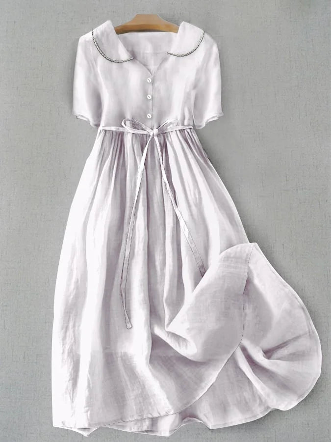 Beatrice | Elegant Cotton and Linen Midi Dress
