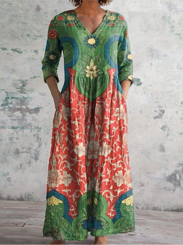 Anette – Vintage Floral Long Dress
