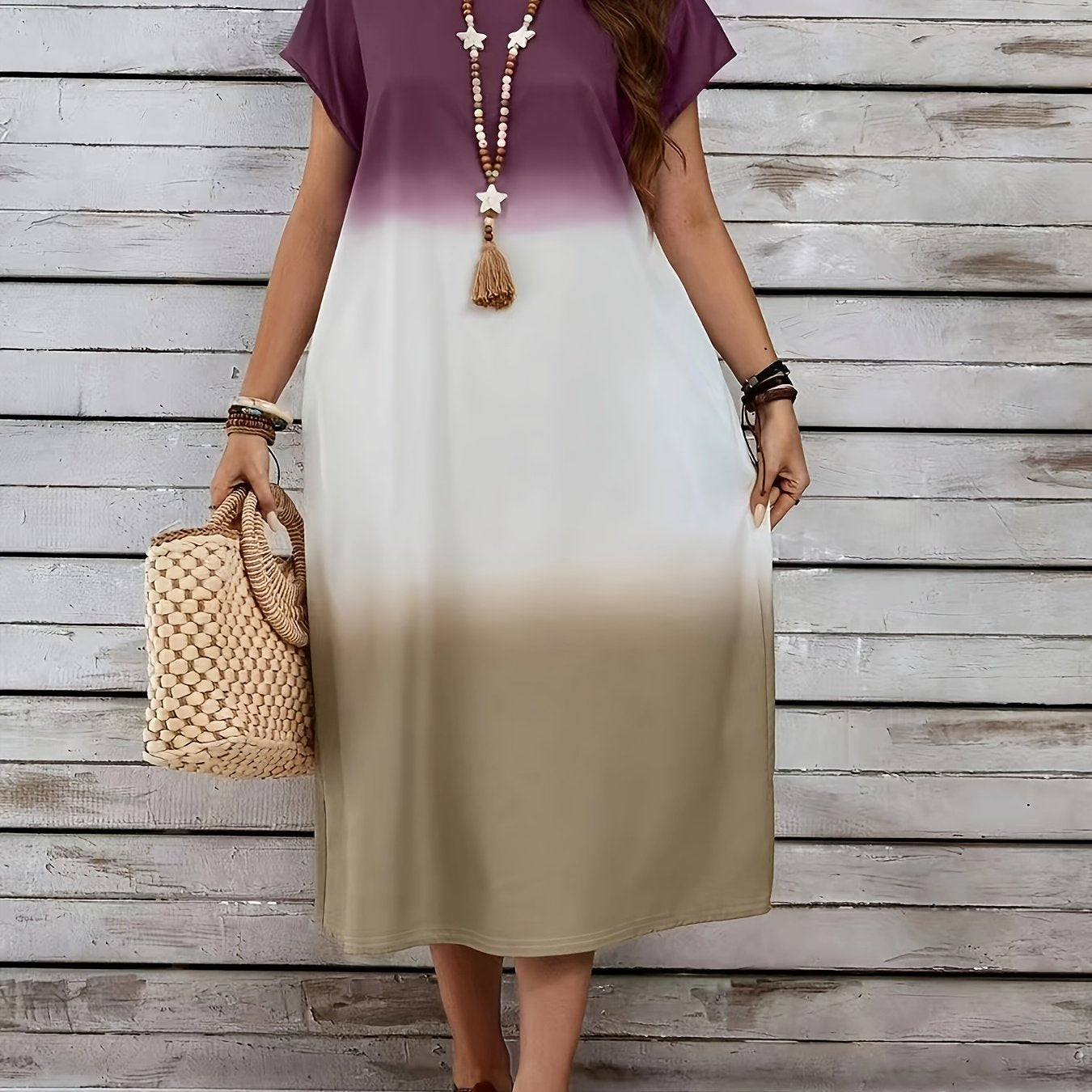 Randa | Elegant Big Sized  Ombre Maxi Dress – Lightweight, Flowy & Comfortable