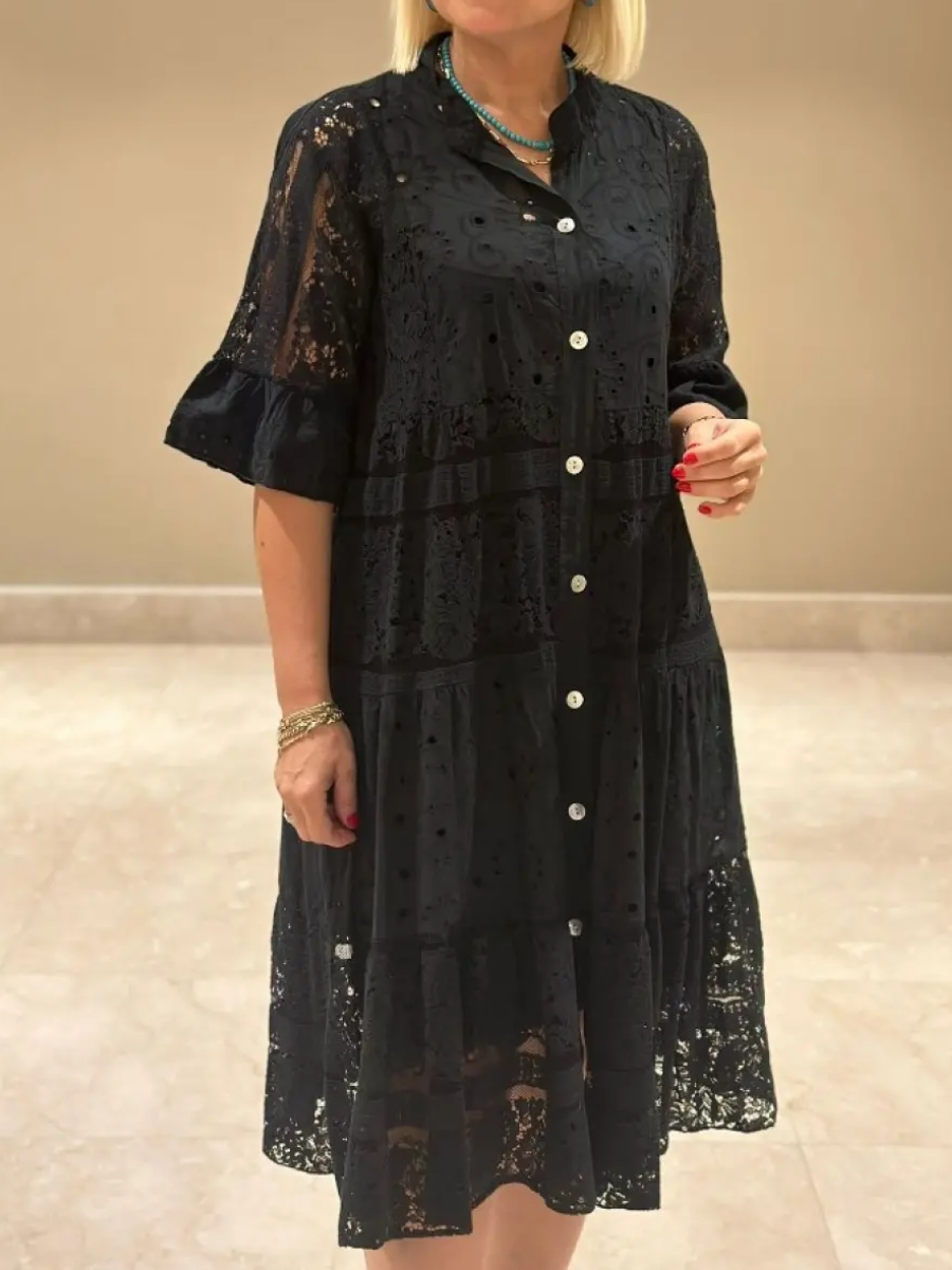 Celina | Dress with Embroidery and Button Closure