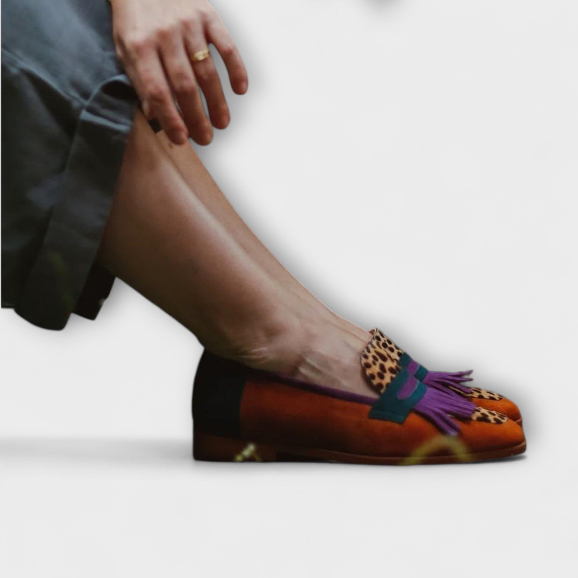 Fallon – Brown Moccasin with Leopard Print