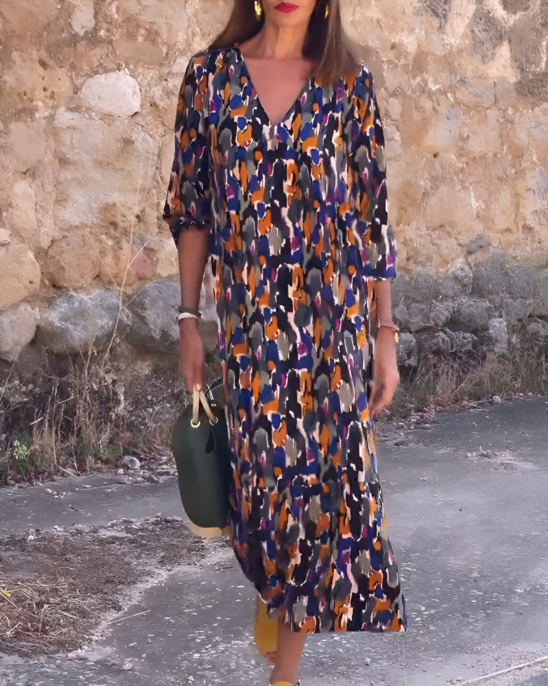 Mira | Elegant Abstract Print Dress – Flowy, Colorful & Comfortable