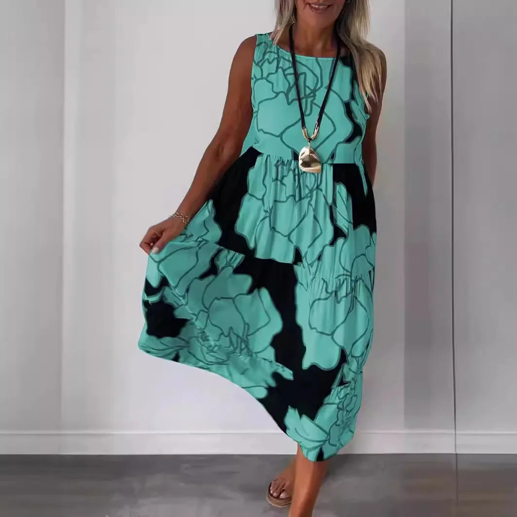 Chloe | Elegant Floral Midi Dress – Flowy, Flattering & Comfortable