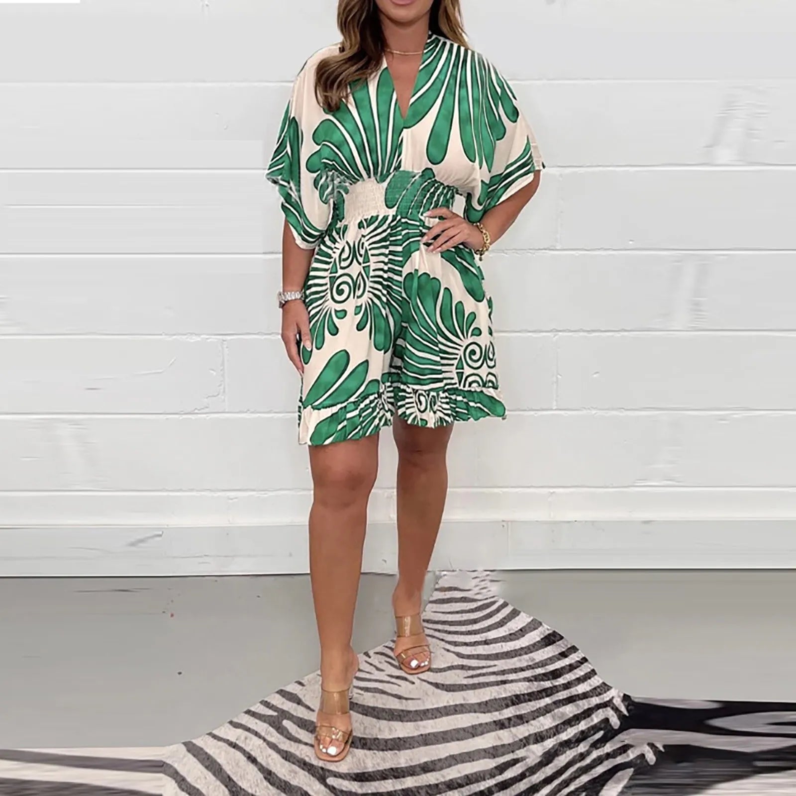 Belinda | Vibrant Blue Print Dress – Flowy & Flattering