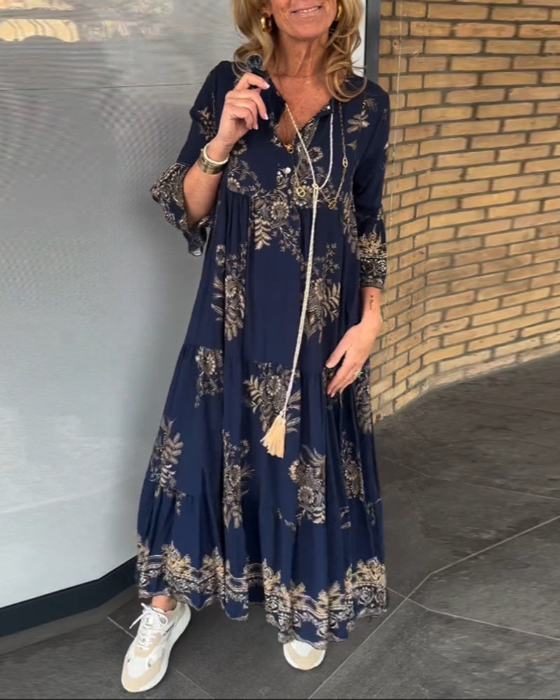 Alice | Navy Floral Maxi Dress – Soft, Flowy & Graceful