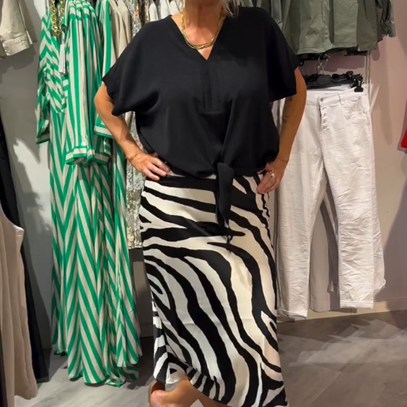 Monique | Knot Front Blouse & Midi Skirt Casual Set