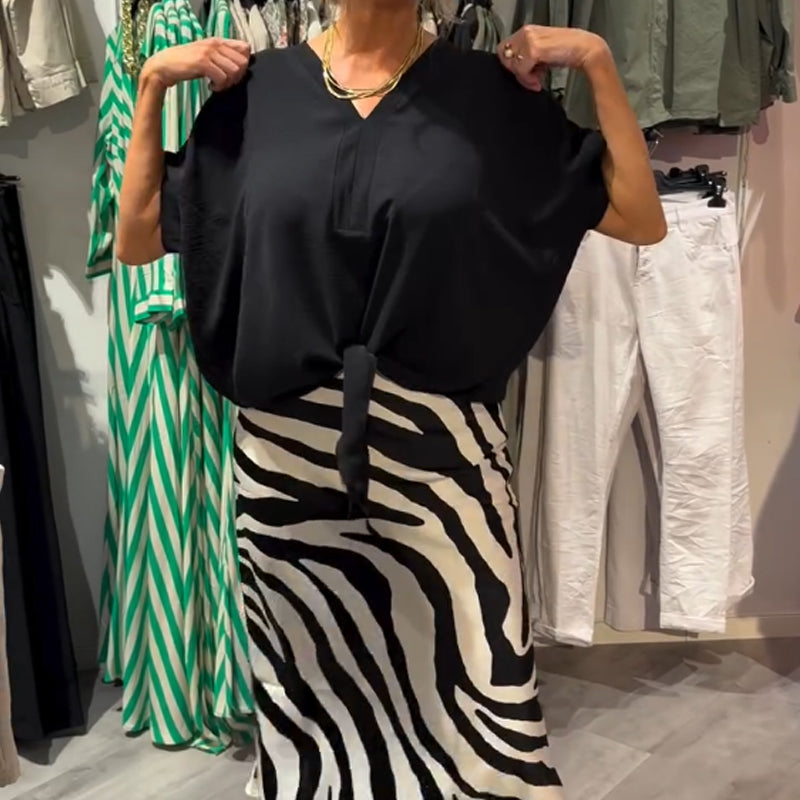 Monique | Knot Front Blouse & Midi Skirt Casual Set