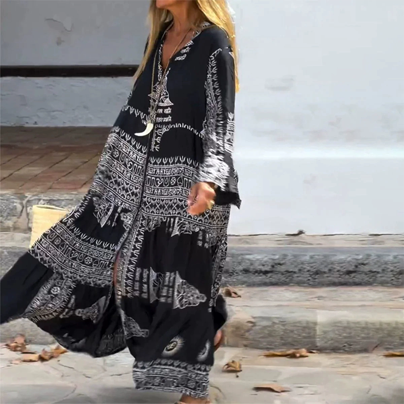 Kim | Black Boho Maxi Dress – Effortless, Flowy & Timeless