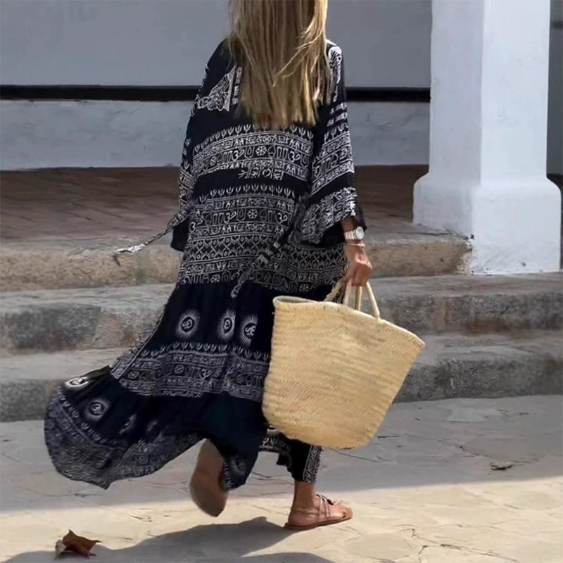 Kim | Black Boho Maxi Dress – Effortless, Flowy & Timeless